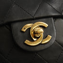 CHANEL Matelasse Chain Shoulder Bag Lamb Skin Black Gold CC Auth 142988V-15