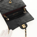 CHANEL Matelasse Chain Shoulder Bag Lamb Skin Black Gold CC Auth 142988V-16