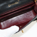 CHANEL Matelasse Chain Shoulder Bag Lamb Skin Black Gold CC Auth 142988V-20