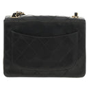 CHANEL Matelasse Chain Shoulder Bag Lamb Skin Black Gold CC Auth 142988V-3
