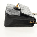 CHANEL Matelasse Chain Shoulder Bag Lamb Skin Black Gold CC Auth 142988V-5