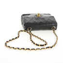 CHANEL Matelasse Chain Shoulder Bag Lamb Skin Black Gold CC Auth 142988V-7
