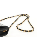 CHANEL Matelasse Chain Shoulder Bag Lamb Skin Black Gold CC Auth 142988V-8