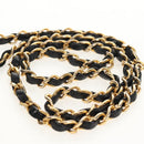 CHANEL Matelasse Chain Shoulder Bag Lamb Skin Black Gold CC Auth 142988V-9