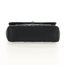 CHANEL Matelasse Chain Shoulder Bag Satin Black Gold CC Auth 142989V-10