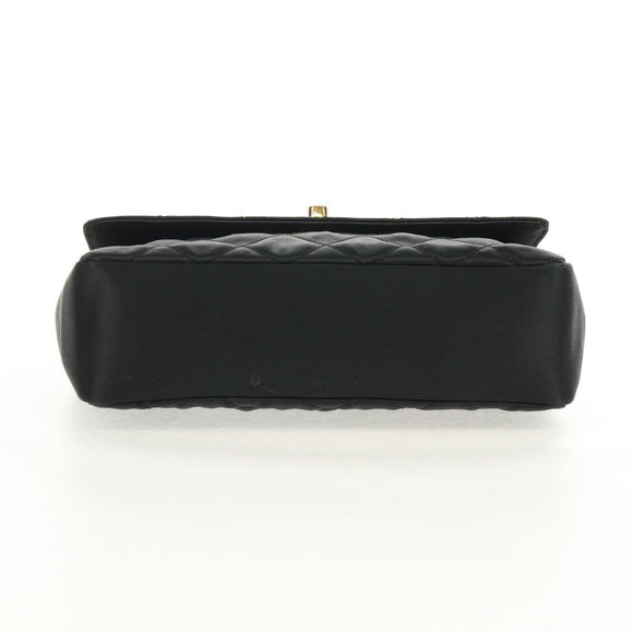CHANEL Matelasse Chain Shoulder Bag Satin Black Gold CC Auth 142989V