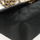 CHANEL Matelasse Chain Shoulder Bag Satin Black Gold CC Auth 142989V-11