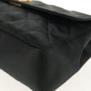 CHANEL Matelasse Chain Shoulder Bag Satin Black Gold CC Auth 142989V-12