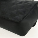 CHANEL Matelasse Chain Shoulder Bag Satin Black Gold CC Auth 142989V-14