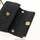 CHANEL Matelasse Chain Shoulder Bag Satin Black Gold CC Auth 142989V-16