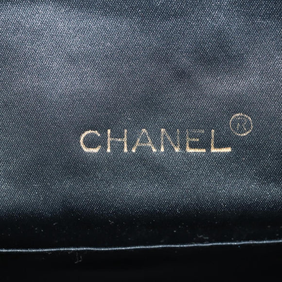 CHANEL Matelasse Chain Shoulder Bag Satin Black Gold CC Auth 142989V