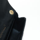 CHANEL Matelasse Chain Shoulder Bag Satin Black Gold CC Auth 142989V-21
