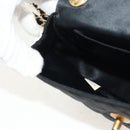 CHANEL Matelasse Chain Shoulder Bag Satin Black Gold CC Auth 142989V-22