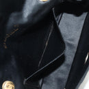 CHANEL Matelasse Chain Shoulder Bag Satin Black Gold CC Auth 142989V-23