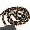 CHANEL Matelasse Chain Shoulder Bag Satin Black Gold CC Auth 142989V-9