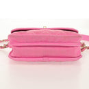CHANEL Matelasse Chain Shoulder Bag Canvas Pink Gold CC Auth 142990V-5
