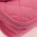 CHANEL Matelasse Chain Shoulder Bag Canvas Pink Gold CC Auth 142990V-16