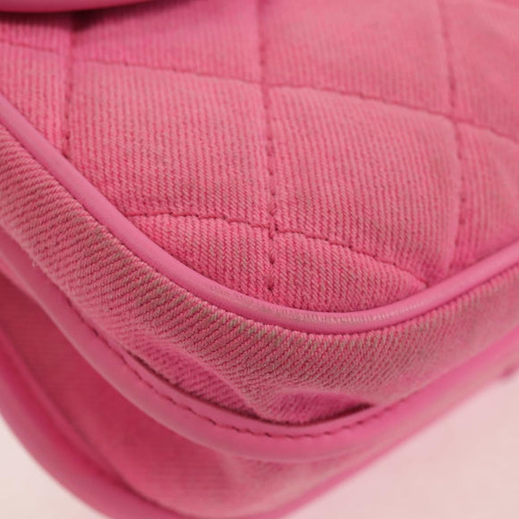 CHANEL Matelasse Chain Shoulder Bag Canvas Pink Gold CC Auth 142990V