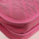 CHANEL Matelasse Chain Shoulder Bag Canvas Pink Gold CC Auth 142990V-18