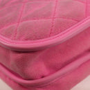 CHANEL Matelasse Chain Shoulder Bag Canvas Pink Gold CC Auth 142990V-19