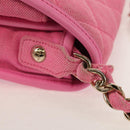 CHANEL Matelasse Chain Shoulder Bag Canvas Pink Gold CC Auth 142990V-9