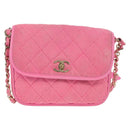 CHANEL Matelasse Chain Shoulder Bag Canvas Pink Gold CC Auth 142990V-13