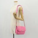 CHANEL Matelasse Chain Shoulder Bag Canvas Pink Gold CC Auth 142990V-29