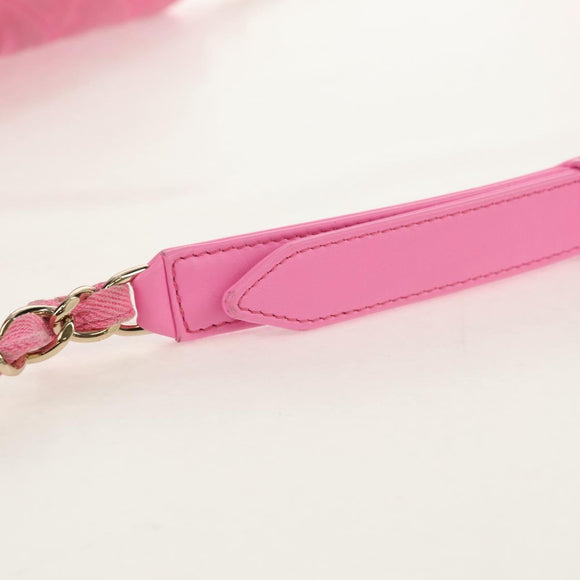 CHANEL Matelasse Chain Shoulder Bag Canvas Pink Gold CC Auth 142990V