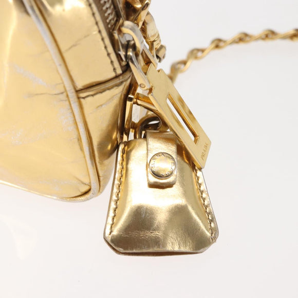 PRADA Hand Bag Leather 2way Gold Auth 142998
