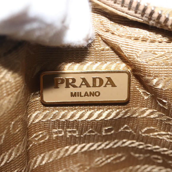 PRADA Hand Bag Leather 2way Gold Auth 142998