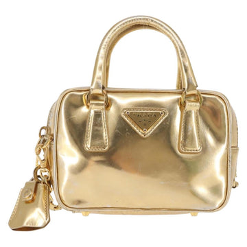 PRADA Hand Bag Leather 2way Gold Auth 142998 - 0