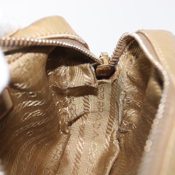 PRADA Hand Bag Leather 2way Gold Auth 142998