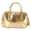 PRADA Hand Bag Leather 2way Gold Auth 142998-3