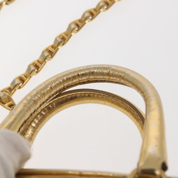 PRADA Hand Bag Leather 2way Gold Auth 142998