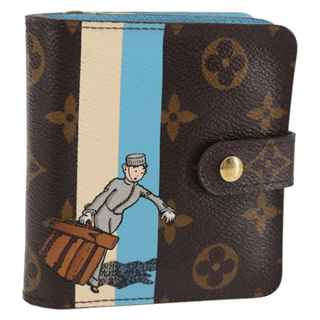 LOUIS VUITTON Monogram Groom Compact Zip Wallet Blue M60036 LV Auth 143001V
