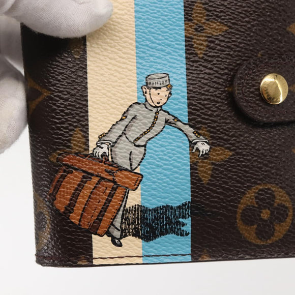 LOUIS VUITTON Monogram Groom Compact Zip Wallet Blue M60036 LV Auth 143001V