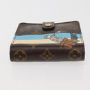 LOUIS VUITTON Monogram Groom Compact Zip Wallet Blue M60036 LV Auth 143001V-4