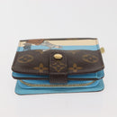 LOUIS VUITTON Monogram Groom Compact Zip Wallet Blue M60036 LV Auth 143001V-5