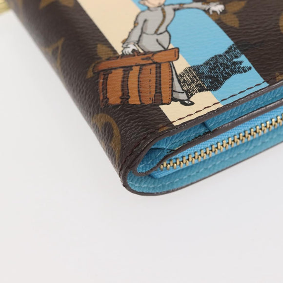 LOUIS VUITTON Monogram Groom Compact Zip Wallet Blue M60036 LV Auth 143001V