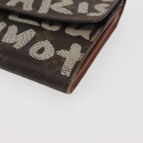 LOUIS VUITTON Monogram Graffiti Porte Monnaie Credit White M92189 LV Auth 143002