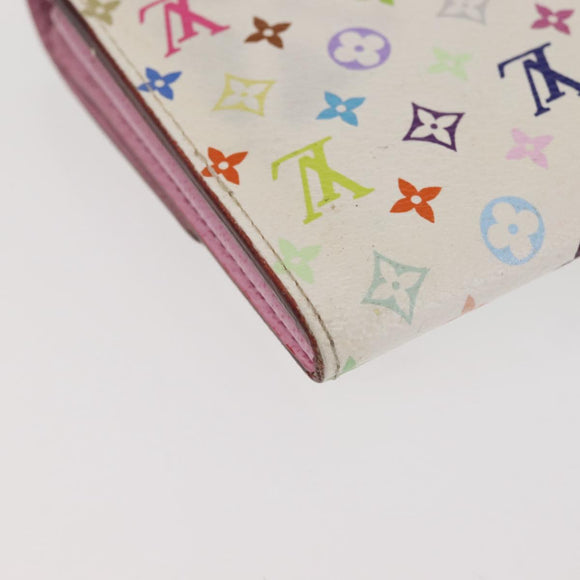 LOUIS VUITTON Multicolor Portefeuille Sarah Wallet White M93532 LV Auth 143004