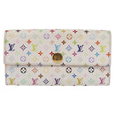 LOUIS VUITTON Multicolor Portefeuille Sarah Wallet White M93532 LV Auth 143004-13
