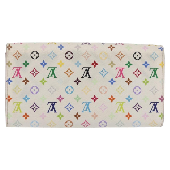 LOUIS VUITTON Multicolor Portefeuille Sarah Wallet White M93532 LV Auth 143004