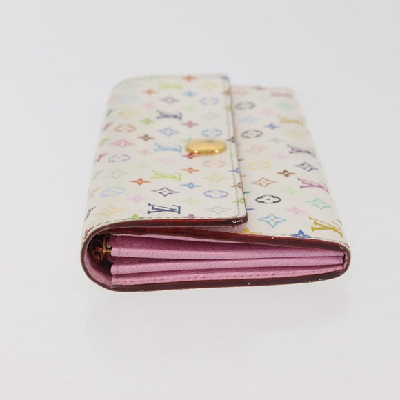 LOUIS VUITTON Multicolor Portefeuille Sarah Wallet White M93532 LV Auth 143004