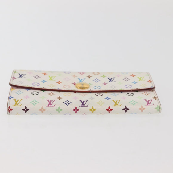 LOUIS VUITTON Multicolor Portefeuille Sarah Wallet White M93532 LV Auth 143004