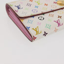 LOUIS VUITTON Multicolor Portefeuille Sarah Wallet White M93532 LV Auth 143004-14