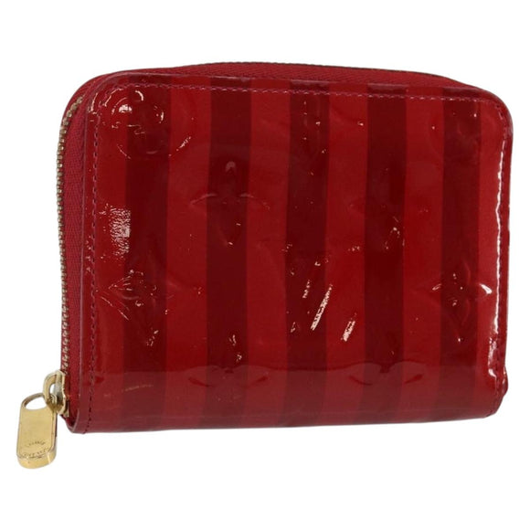 LOUIS VUITTON Vernis Rayure Zippy Coin Purse Pomme D'amour M91720 LV Auth 143005