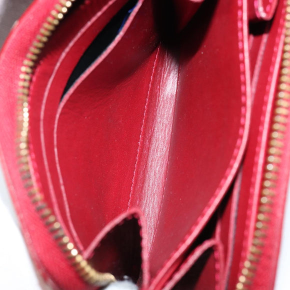 LOUIS VUITTON Vernis Rayure Zippy Coin Purse Pomme D'amour M91720 LV Auth 143005