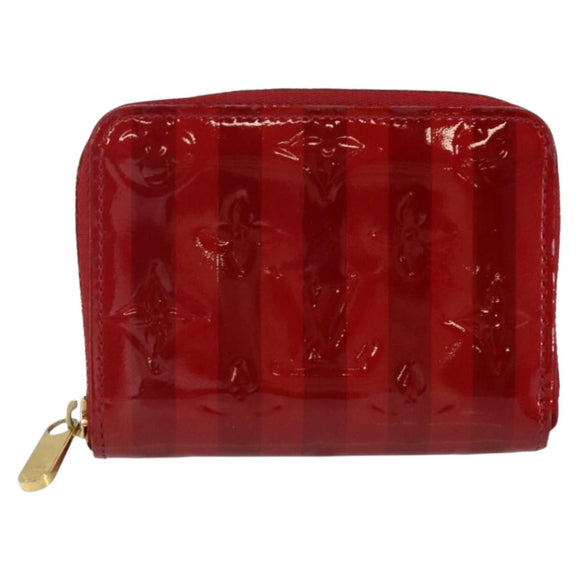 LOUIS VUITTON Vernis Rayure Zippy Coin Purse Pomme D'amour M91720 LV Auth 143005