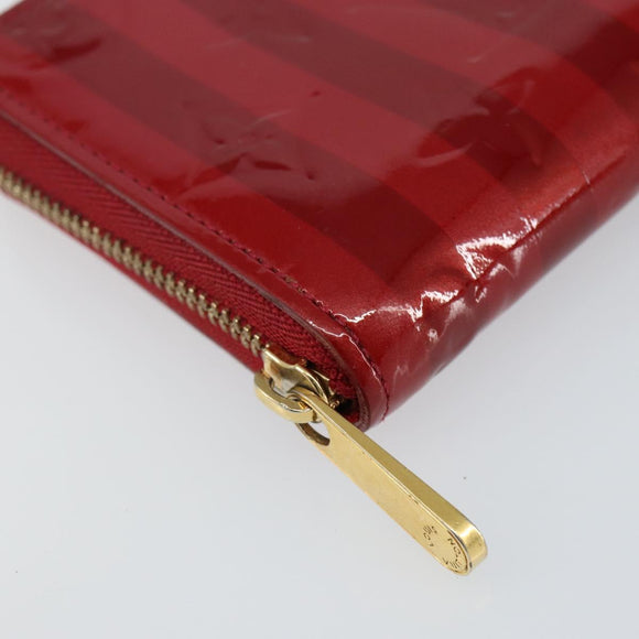 LOUIS VUITTON Vernis Rayure Zippy Coin Purse Pomme D'amour M91720 LV Auth 143005